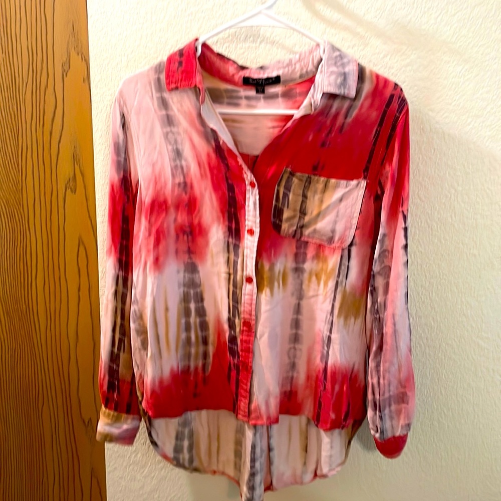 velvet heart pink and white button down women’s medium